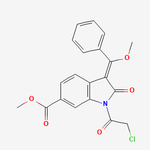 molecular formula C20H16ClNO5 B13094372 methyl (3Z)-1-(2-chloroacetyl)-3-[methoxy(phenyl)methylidene]-2-oxoindole-6-carboxylate 