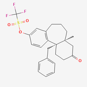 molecular formula C24H25F3O4S B13094425 (4AS,11BS)-11B-Benzyl-4A-methyl-3-oxo-2,3,4,4A,5,6,7,11B-octahydro-1H-dibenzo[A,C][7]annulen-9-YL trifluoromethanesulfonate 