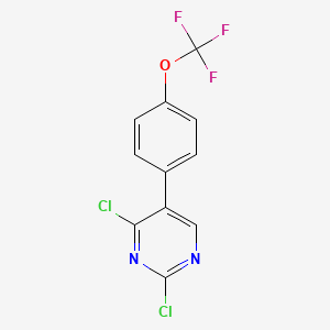 molecular formula C11H5Cl2F3N2O B13094435 2,4-Dichloro-5-(4-(trifluoromethoxy)phenyl)pyrimidine 