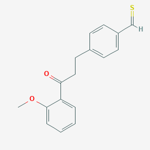 molecular formula C17H16O2S B13094436 4-[3-(2-Methoxyphenyl)-3-oxopropyl]thiobenzaldehyde 