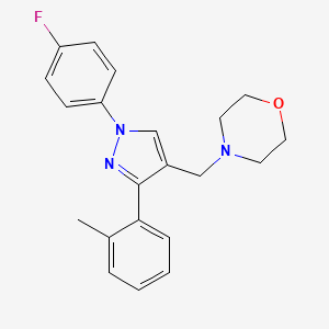 molecular formula C21H22FN3O B13094466 4-((1-(4-Fluorophenyl)-3-(o-tolyl)-1H-pyrazol-4-yl)methyl)morpholine 