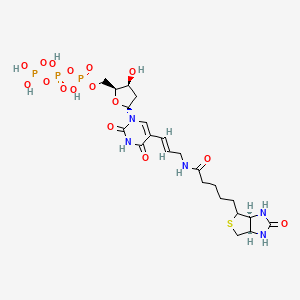 (((2S,3S,5R)-5-(2,4-Dioxo-5-((E)-3-(5-((3aS,6aR)-2-oxohexahydro-1H-thieno[3,4-d]imidazol-4-yl)pentanamido)prop-1-en-1-yl)-3,4-dihydropyrimidin-1(2H)-yl)-3-hydroxytetrahydrofuran-2-yl)methyl)triphosphoricacid