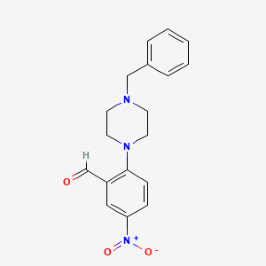molecular formula C18H19N3O3 B1309545 2-(4-Benzylpiperazin-1-yl)-5-nitrobenzaldehyde 