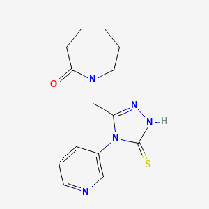 molecular formula C14H17N5OS B1309585 1-{[4-(pyridin-3-yl)-5-sulfanyl-4H-1,2,4-triazol-3-yl]methyl}azepan-2-one 