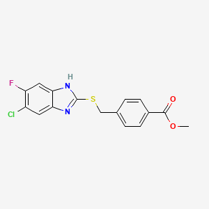 molecular formula C16H12ClFN2O2S B13096474 Methyl 4-(((6-chloro-5-fluoro-1H-benzo[d]imidazol-2-yl)thio)methyl)benzoate 