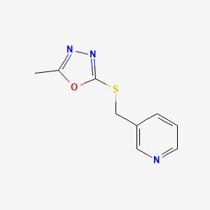 molecular formula C9H9N3OS B13096477 2-Methyl-5-((pyridin-3-ylmethyl)thio)-1,3,4-oxadiazole 