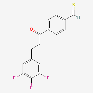 4-[3-(3,4,5-Trifluorophenyl)propanoyl]thiobenzaldehyde