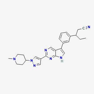 3-(3-(2-(1-(1-Methylpiperidin-4-yl)-1H-pyrazol-4-yl)-7H-pyrrolo[2,3-d]pyrimidin-5-yl)phenyl)pentanenitrile