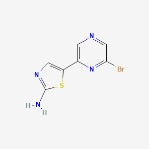 molecular formula C7H5BrN4S B13096657 5-(6-Bromopyrazin-2-yl)thiazol-2-amine 