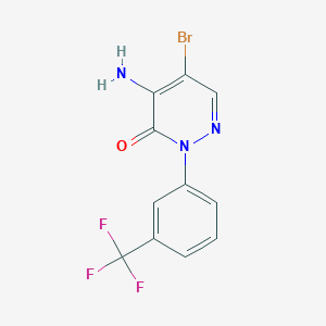 molecular formula C11H7BrF3N3O B13096661 4-Amino-5-bromo-2-(3-(trifluoromethyl)phenyl)pyridazin-3(2H)-one 