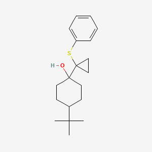 molecular formula C19H28OS B13096703 4-(Tert-butyl)-1-(1-(phenylthio)cyclopropyl)cyclohexanol 