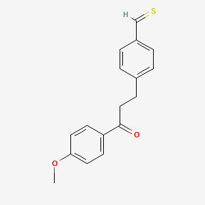 molecular formula C17H16O2S B13096814 4-[3-(4-Methoxyphenyl)-3-oxopropyl]thiobenzaldehyde 