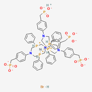 molecular formula C60H66BrN4NiO12P8- B13096860 [4-[3,7-Diphenyl-5-[4-(phosphonatomethyl)phenyl]-1,5,3,7-diazadiphosphocane-3,7-diium-1-yl]phenyl]methyl-dioxido-oxo-lambda5-phosphane;hydron;nickel(2+);hydrobromide 