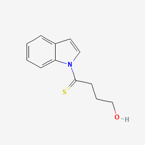 molecular formula C12H13NOS B13096893 4-Hydroxy-1-(1H-indol-1-yl)butane-1-thione 