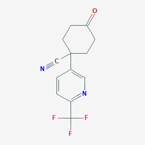 molecular formula C13H11F3N2O B13097157 4-Oxo-1-(6-(trifluoromethyl)pyridin-3-yl)cyclohexanecarbonitrile CAS No. 1600498-51-8