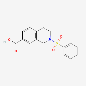 molecular formula C16H15NO4S B13097164 2-(Phenylsulfonyl)-1,2,3,4-tetrahydroisoquinoline-7-carboxylic acid 