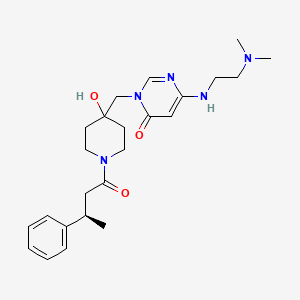 molecular formula C24H35N5O3 B13097187 (R)-6-((2-(Dimethylamino)ethyl)amino)-3-((4-hydroxy-1-(3-phenylbutanoyl)piperidin-4-yl)methyl)pyrimidin-4(3H)-one 