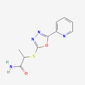 molecular formula C10H10N4O2S B13097212 2-((5-(Pyridin-2-yl)-1,3,4-oxadiazol-2-yl)thio)propanamide 