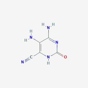 molecular formula C5H5N5O B13097237 5,6-Diamino-2-hydroxypyrimidine-4-carbonitrile 