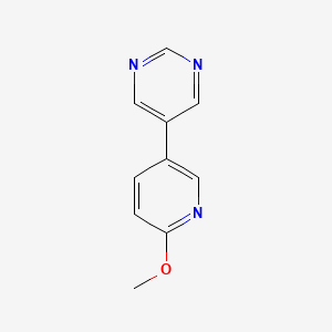 molecular formula C10H9N3O B13097572 5-(6-Methoxypyridin-3-yl)pyrimidine 