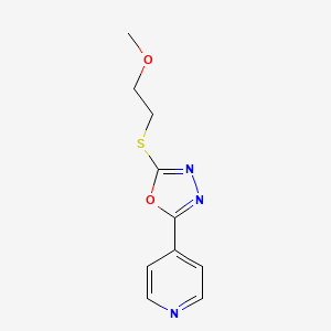 molecular formula C10H11N3O2S B13097644 2-((2-Methoxyethyl)thio)-5-(pyridin-4-yl)-1,3,4-oxadiazole CAS No. 604740-21-8