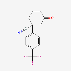 molecular formula C14H12F3NO B13097720 3-Oxo-1-(4-(trifluoromethyl)phenyl)cyclohexanecarbonitrile CAS No. 1956386-16-5