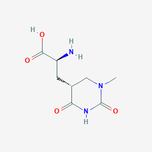 molecular formula C8H13N3O4 B13097750 (S)-2-Amino-3-((R)-1-methyl-2,4-dioxohexahydropyrimidin-5-yl)propanoic acid 