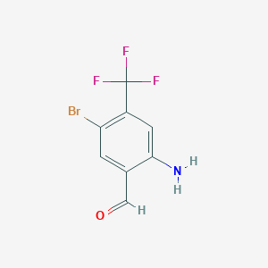 molecular formula C8H5BrF3NO B13097768 2-Amino-5-bromo-4-(trifluoromethyl)benzaldehyde 