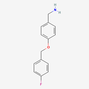 molecular formula C14H14FNO B1309792 4-(4-Fluor-benzyloxy)-benzylamin CAS No. 849807-02-9