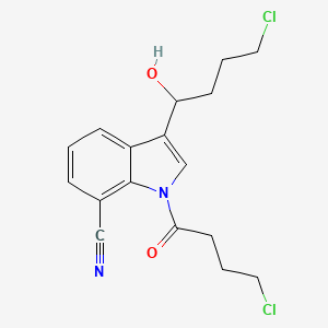 3-(4-Chloro-1-hydroxybutyl)-1-(4-chlorobutanoyl)-1H-indole-7-carbonitrile