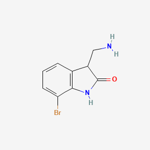 molecular formula C9H9BrN2O B13098903 3-(Aminomethyl)-7-bromo-2,3-dihydro-1H-indol-2-one 