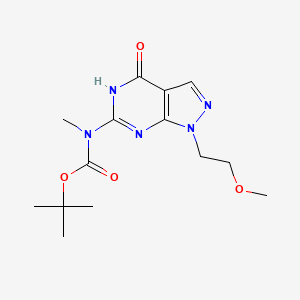 molecular formula C14H21N5O4 B13098948 tert-Butyl (1-(2-methoxyethyl)-4-oxo-4,5-dihydro-1H-pyrazolo[3,4-d]pyrimidin-6-yl)(methyl)carbamate 