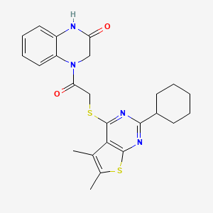 4-[2-(2-Cyclohexyl-5,6-dimethyl-thieno[2,3-d]pyrimidin-4-ylsulfanyl)-acetyl]-3,4-dihydro-1H-quinoxalin-2-one