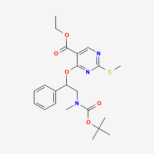 Ethyl 4-(2-((tert-butoxycarbonyl)(methyl)amino)-1-phenylethoxy)-2-(methylthio)pyrimidine-5-carboxylate