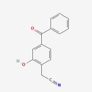 molecular formula C15H11NO2 B13099192 4-Cyanomethyl-3-hydroxybenzophenone 