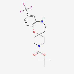 molecular formula C19H25F3N2O3 B13099249 Tert-butyl 7-(trifluoromethyl)-4,5-dihydro-3H-spiro[benzo[B][1,4]oxazepine-2,4'-piperidine]-1'-carboxylate 