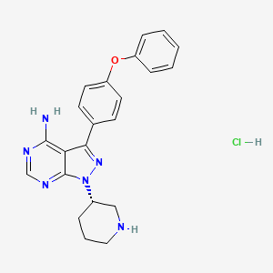 molecular formula C22H23ClN6O B13099303 (S)-3-(4-Phenoxyphenyl)-1-(piperidin-3-yl)-1H-pyrazolo[3,4-d]pyrimidin-4-amine hydrochloride 