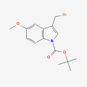 molecular formula C15H18BrNO3 B13099319 Tert-butyl 3-(bromomethyl)-5-methoxy-1H-indole-1-carboxylate 