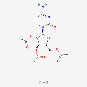 molecular formula C15H20ClN3O8 B13099326 [(2R,3R,4S,5R)-3,4-diacetyloxy-5-(4-amino-2-oxopyrimidin-1-yl)oxolan-2-yl]methyl acetate;hydrochloride 