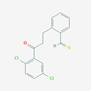 molecular formula C16H12Cl2OS B13099394 2-[3-(2,5-Dichlorophenyl)-3-oxopropyl]thiobenzaldehyde 