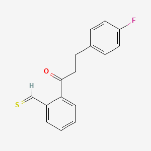 molecular formula C16H13FOS B13099458 2-[3-(4-Fluorophenyl)propanoyl]thiobenzaldehyde 