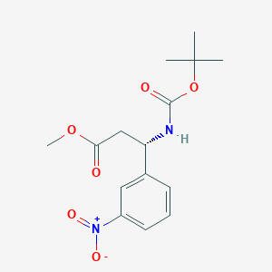 molecular formula C15H20N2O6 B13099497 methyl (3S)-3-[(2-methylpropan-2-yl)oxycarbonylamino]-3-(3-nitrophenyl)propanoate 