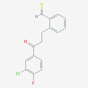 2-[3-(3-Chloro-4-fluorophenyl)-3-oxopropyl]thiobenzaldehyde