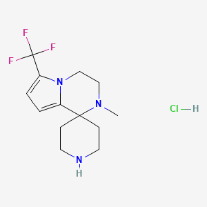 molecular formula C13H19ClF3N3 B13099804 2'-Methyl-6'-(trifluoromethyl)-3',4'-dihydro-2'H-spiro[piperidine-4,1'-pyrrolo[1,2-a]pyrazine] hydrochloride 