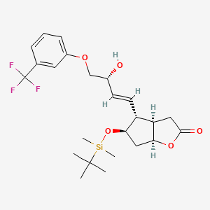 (3AR,4R,5R,6aS)-5-((tert-Butyldimethylsilyl)oxy)-4-((R,E)-3-hydroxy-4-(3-(trifluoromethyl)phenoxy)but-1-en-1-yl)hexahydro-2H-cyclopenta[b]furan-2-one