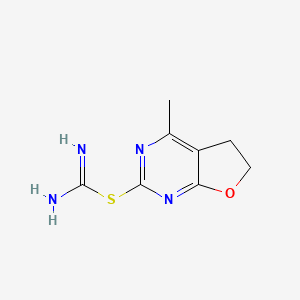 molecular formula C8H10N4OS B13100236 4-Methyl-5,6-dihydrofuro[2,3-d]pyrimidin-2-yl carbamimidothioate CAS No. 5118-01-4