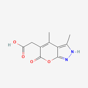molecular formula C10H10N2O4 B1310031 (3,4-Dimethyl-6-oxo-1,6-dihydro-pyrano[2,3-c]-pyrazol-5-yl)-acetic acid CAS No. 879025-21-5