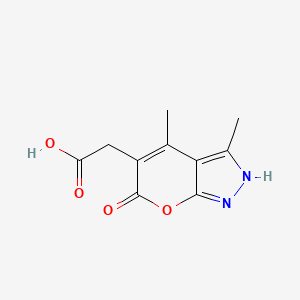 molecular formula C10H10N2O4 B1310031 Acide (3,4-diméthyl-6-oxo-1,6-dihydro-pyrano[2,3-c]-pyrazol-5-yl)-acétique CAS No. 879025-21-5