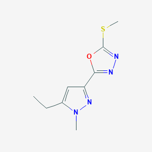 2-(5-Ethyl-1-methyl-1H-pyrazol-3-yl)-5-(methylthio)-1,3,4-oxadiazole