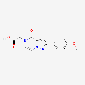 molecular formula C15H13N3O4 B13100475 2-[2-(4-methoxyphenyl)-4-oxopyrazolo[1,5-a]pyrazin-5(4H)-yl]acetic acid 